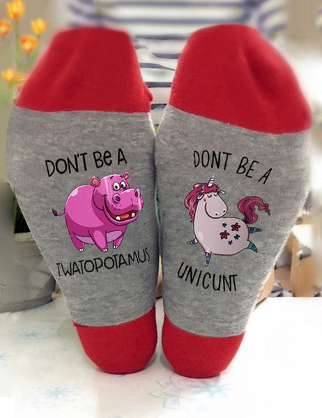 Don't Be A Twatopotamus Unicunt Socks